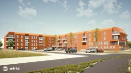 Nieuwbouw van dagcentrum voor mensen met een niet aangeboren hersenletsel en 50 appartementen in Oosterzele